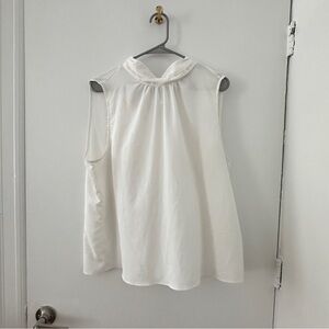 White H&M sheer high neck tie sleeveless blouse size XL